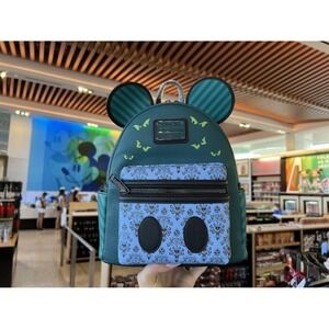 NWT Loungefly Disney Mickey Mouse Attraction Glow Dark Haunted Mansion Backpack
